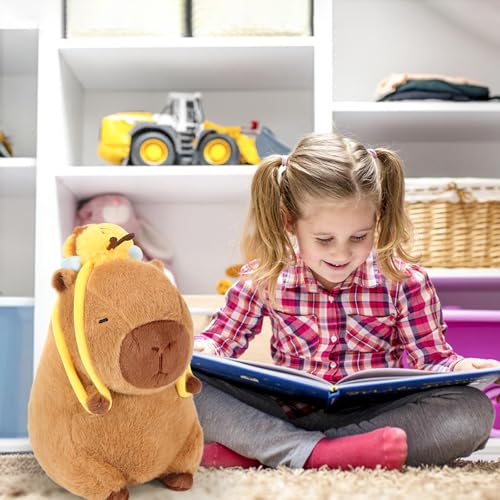 Ditucu 9-Inch Cute Capybara Plush with Bee Backpack – Soft Stuffed Animal Toy for Kids