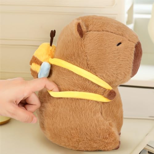 Ditucu 9-Inch Cute Capybara Plush with Bee Backpack – Soft Stuffed Animal Toy for Kids
