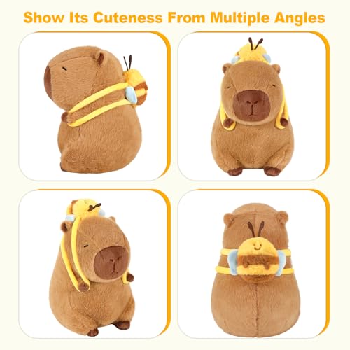 Ditucu 9-Inch Cute Capybara Plush with Bee Backpack – Soft Stuffed Animal Toy for Kids
