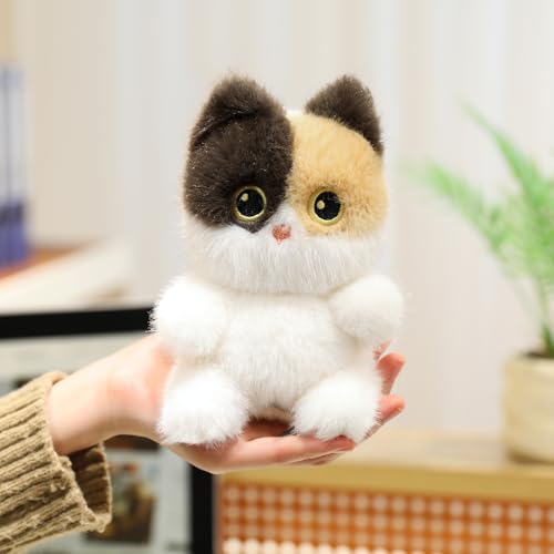 Ditucu Palm-Sized Calico Cat Stuffed Animal – 6 Inch Soft Plush Toy with Beaded Belly, Cute Gift for Kids and Cat Lovers