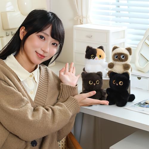 Ditucu Palm-Sized Calico Cat Stuffed Animal – 6 Inch Soft Plush Toy with Beaded Belly, Cute Gift for Kids and Cat Lovers