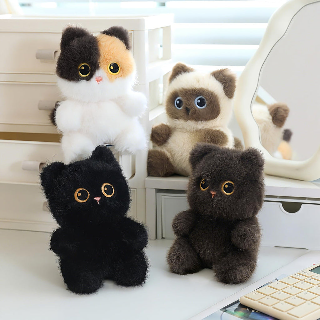 Ditucu Palm-Sized Calico Cat Stuffed Animal – 6 Inch Soft Plush Toy with Beaded Belly, Cute Gift for Kids and Cat Lovers