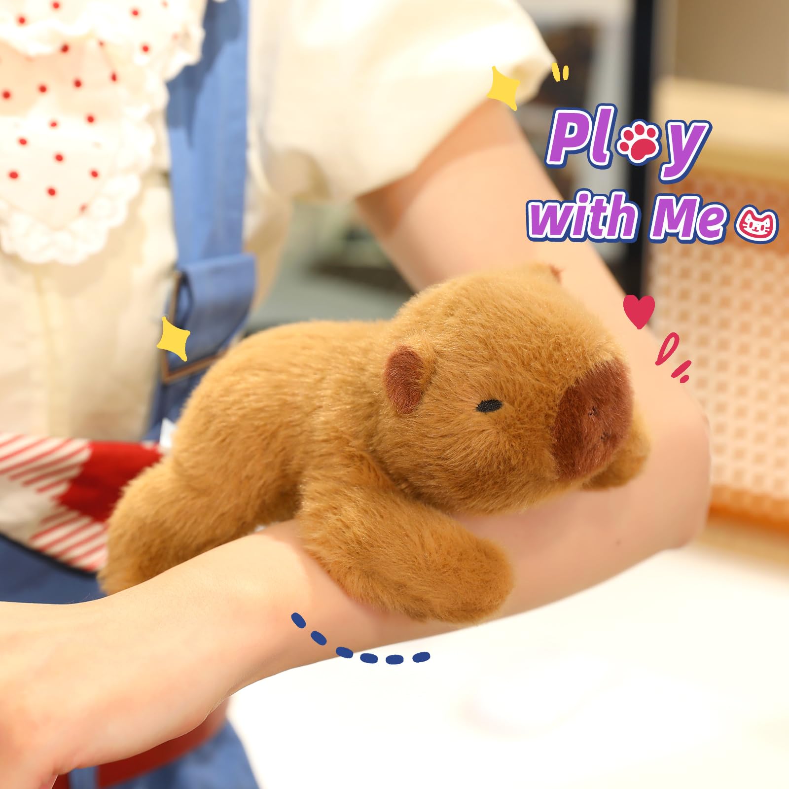 Ditucu Palm-Sized Capybara Stuffed Animal - Soft 7.8-Inch Plush Toy with Beads, Brown