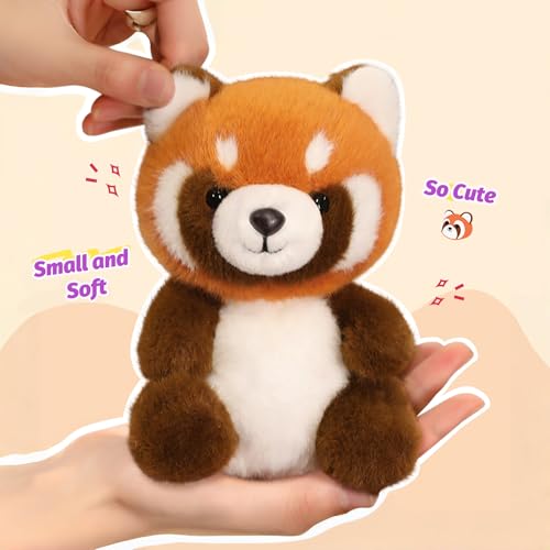 Ditucu Palm-Sized Red Panda Stuffed Animal - 5 Inch Soft Plush Toy, Orange, Cute Gift