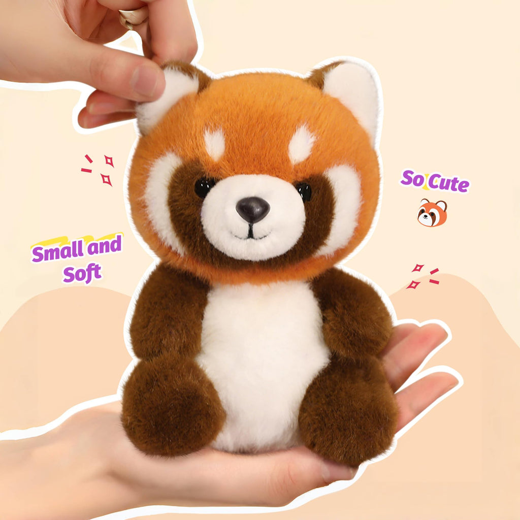 Ditucu Palm-Sized Red Panda Stuffed Animal - 5 Inch Soft Plush Toy, Orange, Cute Gift