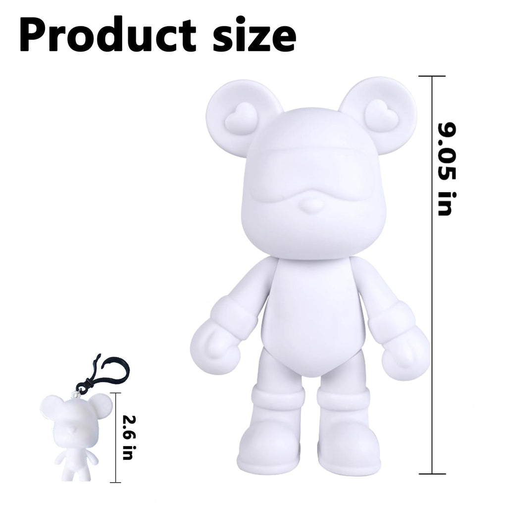 DIY Fluid Bear + Keychain Painting Set - 9 Inch Blank Mold for Creative Fluid Art