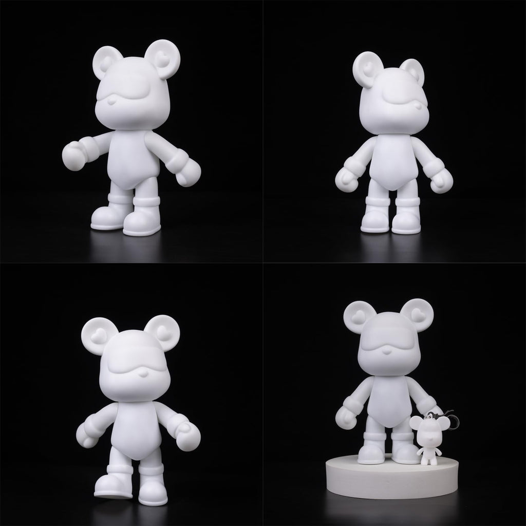 DIY Fluid Bear + Keychain Painting Set - 9 Inch Blank Mold for Creative Fluid Art