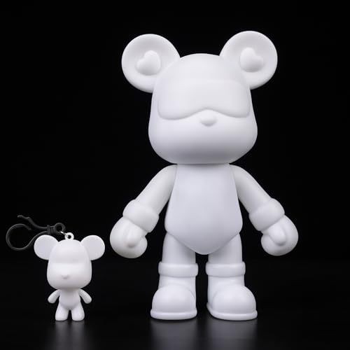 DIY Fluid Bear + Keychain Painting Set - 9 Inch Blank Mold for Creative Fluid Art