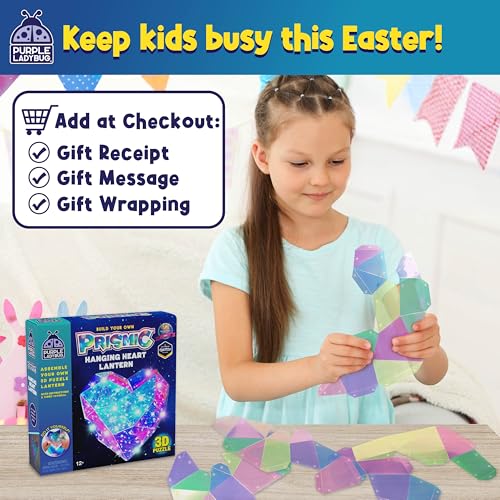 DIY Night Light Kit for Girls 3D Heart Puzzle - PURPLE LADYBUG Craft Set for Ages 12+