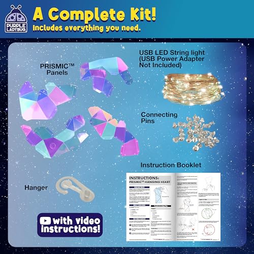 DIY Night Light Kit for Girls 3D Heart Puzzle - PURPLE LADYBUG Craft Set for Ages 12+