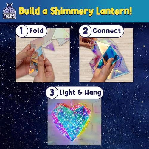 DIY Night Light Kit for Girls 3D Heart Puzzle - PURPLE LADYBUG Craft Set for Ages 12+