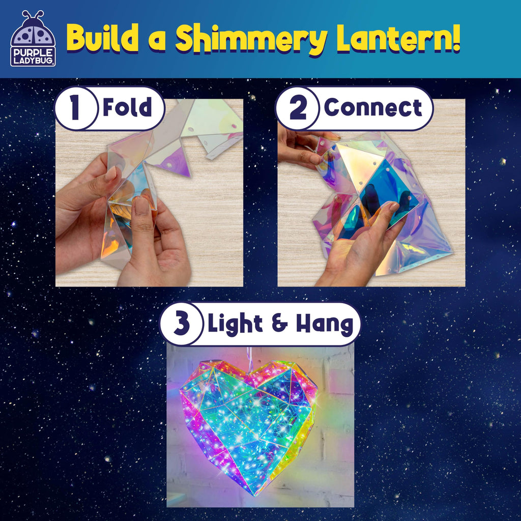 DIY Night Light Kit for Girls 3D Heart Puzzle - PURPLE LADYBUG Craft Set for Ages 12+