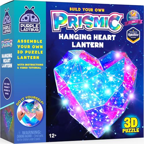 DIY Night Light Kit for Girls 3D Heart Puzzle - PURPLE LADYBUG Craft Set for Ages 12+