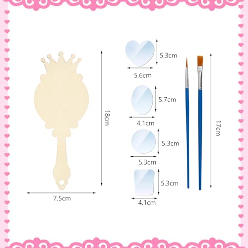 DIY Princess Mirror Craft Set – 12 Wooden Hand Mirrors for Kids by Fennoral
