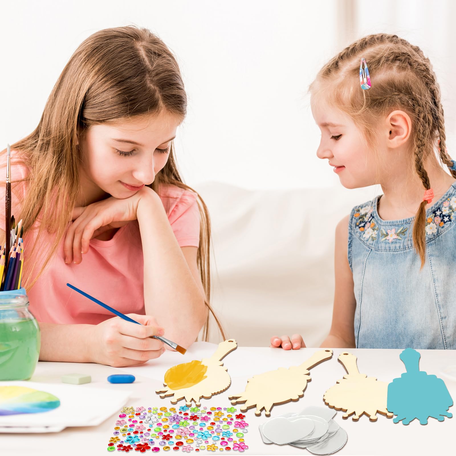 DIY Princess Mirror Craft Set – 12 Wooden Hand Mirrors for Kids by Fennoral