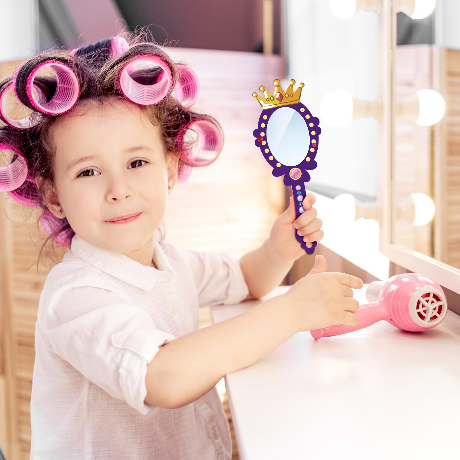DIY Princess Mirror Craft Set – 12 Wooden Hand Mirrors for Kids by Fennoral