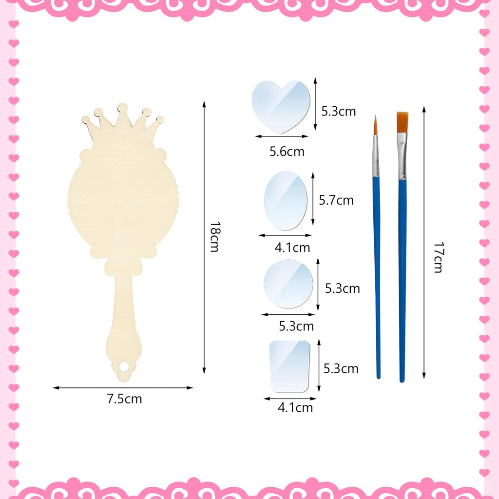 DIY Princess Mirror Craft Set – 12 Wooden Hand Mirrors for Kids by Fennoral
