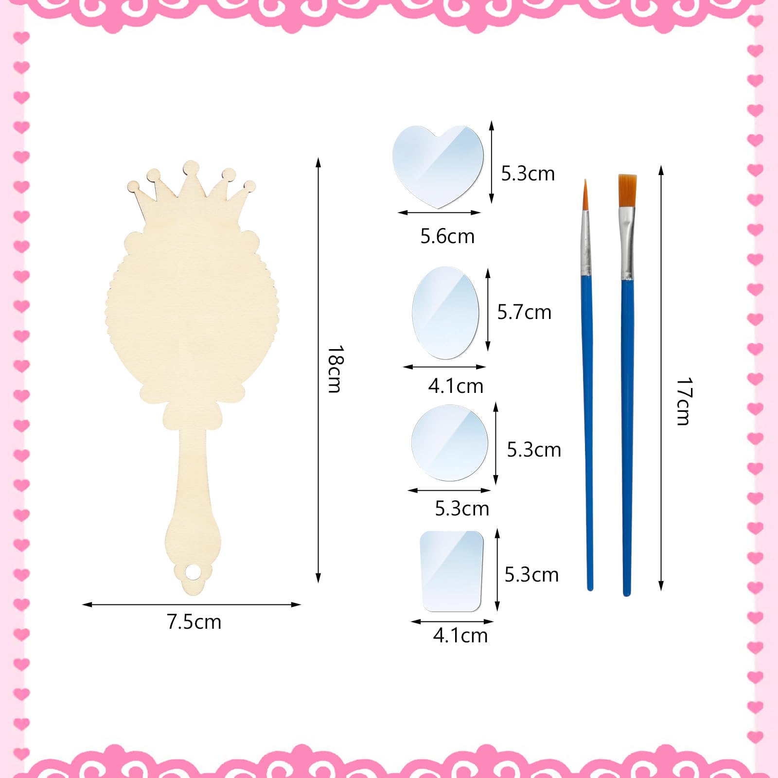 DIY Princess Mirror Craft Set – 12 Wooden Hand Mirrors for Kids by Fennoral