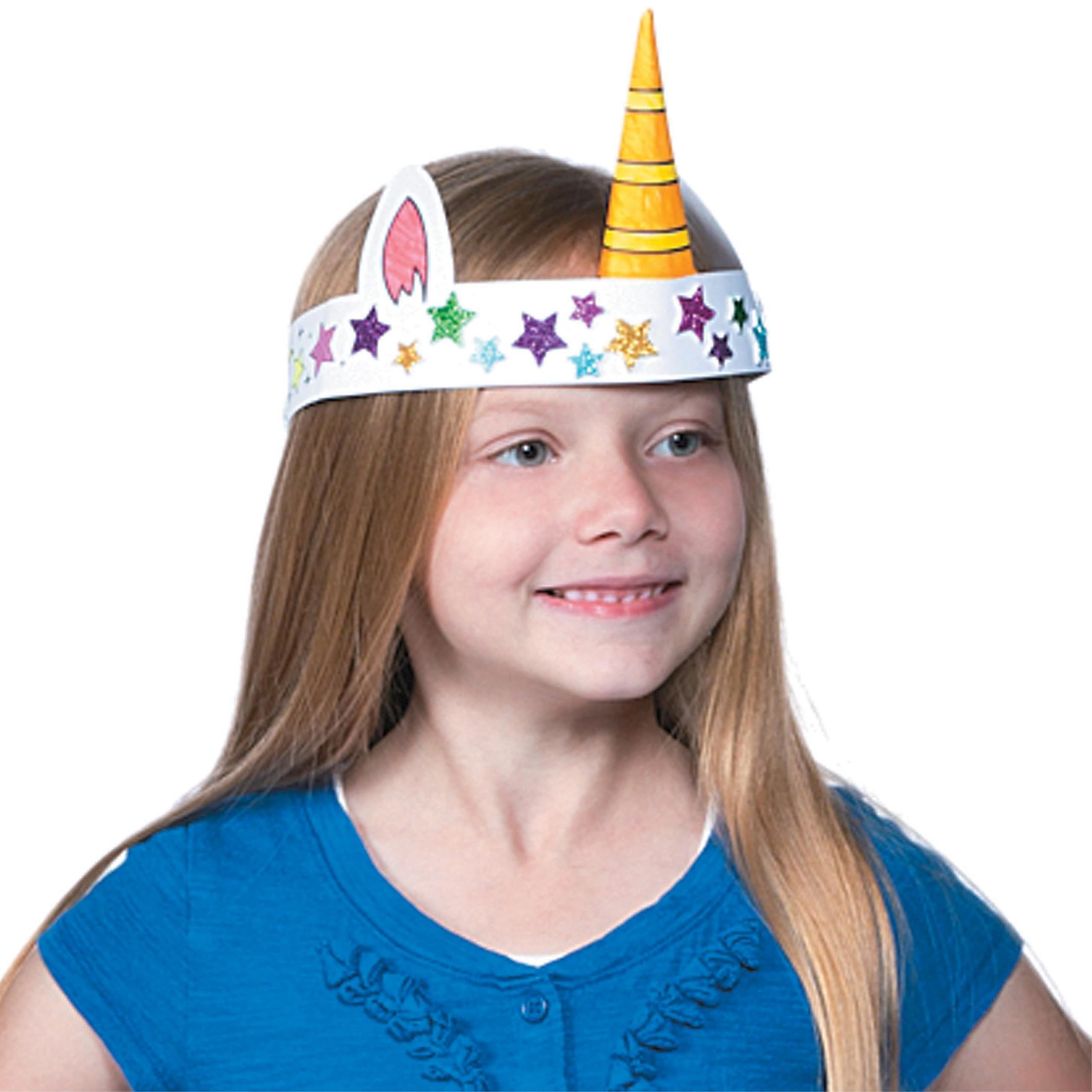 DIY Unicorn Crown Craft Kit – Makes 12 Color-Your-Own Crowns for Kids