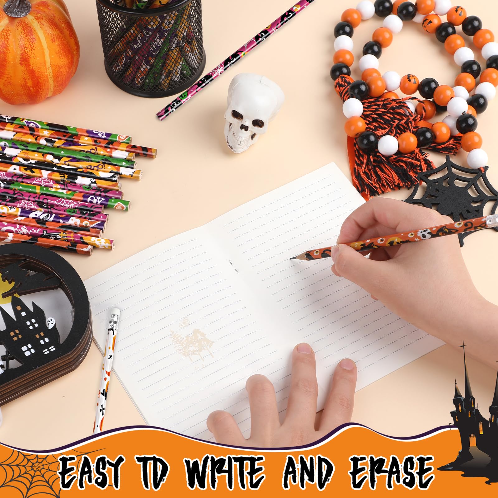 DIYASY 108-Pack Halloween Pencils with Erasers – 12 Assorted Designs for Kids’ Party Favors
