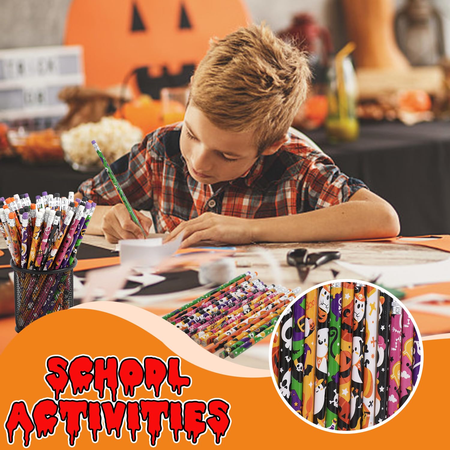 DIYASY 108-Pack Halloween Pencils with Erasers – 12 Assorted Designs for Kids’ Party Favors