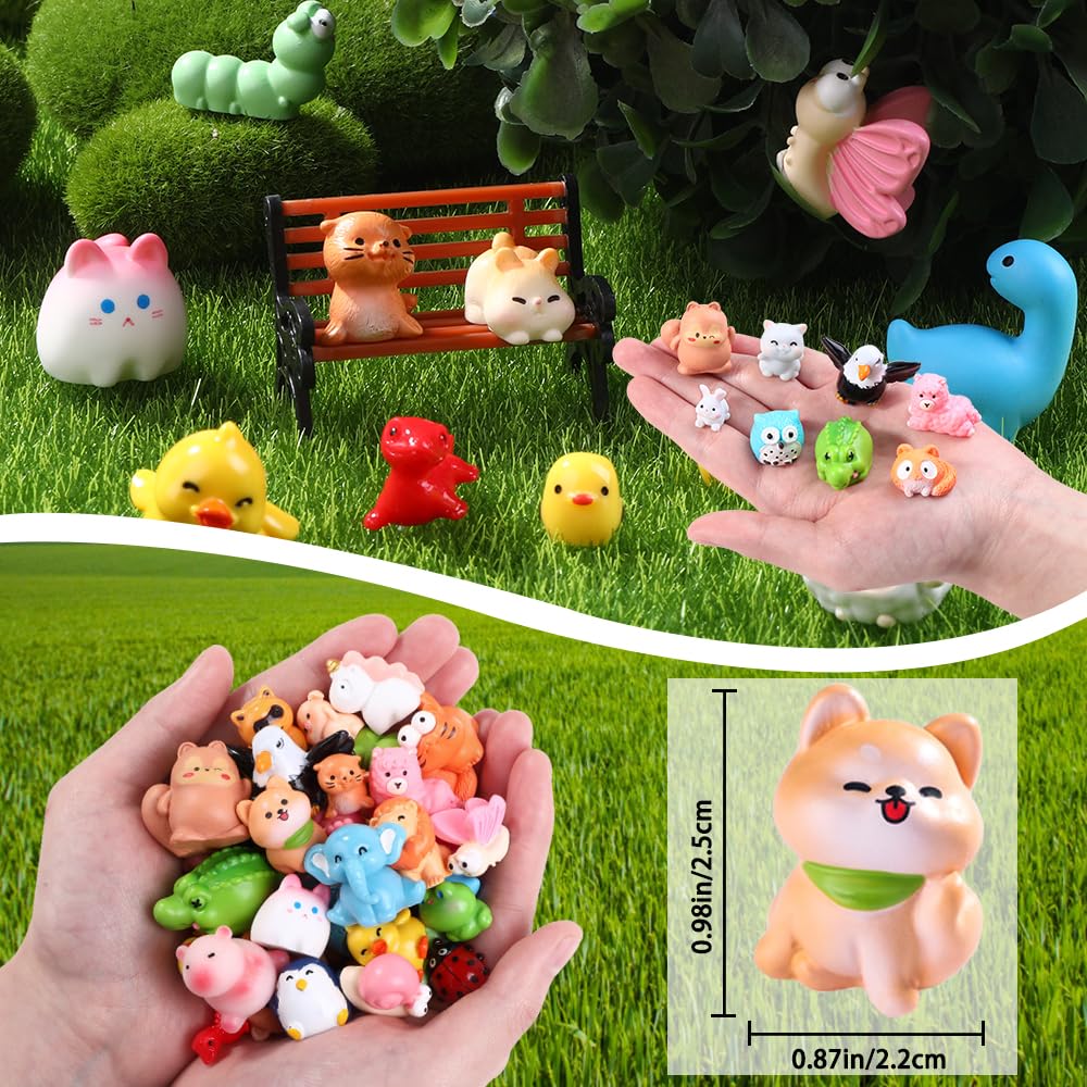 DIYDEC 50-Piece Mini Resin Animal Set – 50 Unique Farm Animal Figurines for Crafts, Dollhouse Decor, Party Favors