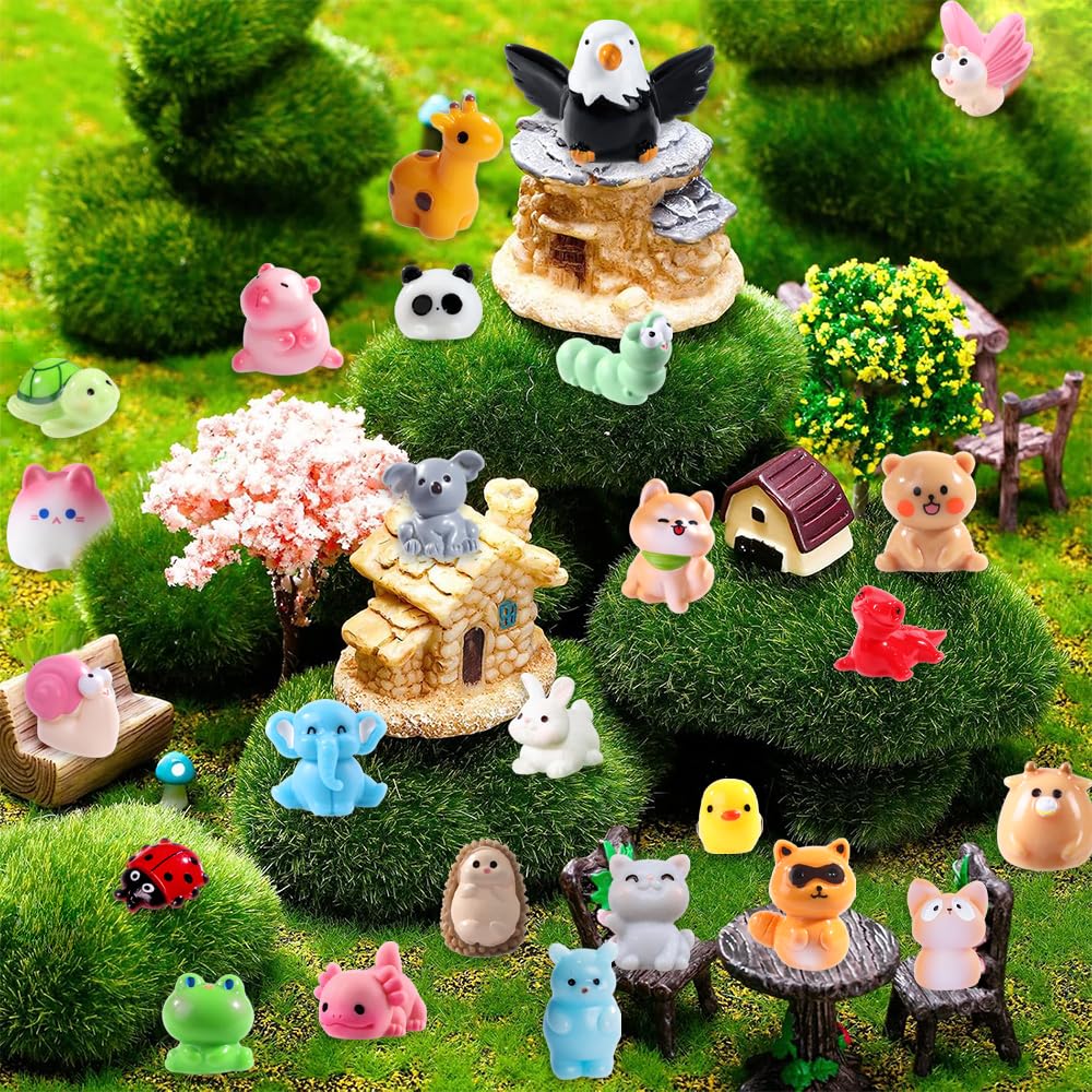 DIYDEC 50-Piece Mini Resin Animal Set – 50 Unique Farm Animal Figurines for Crafts, Dollhouse Decor, Party Favors
