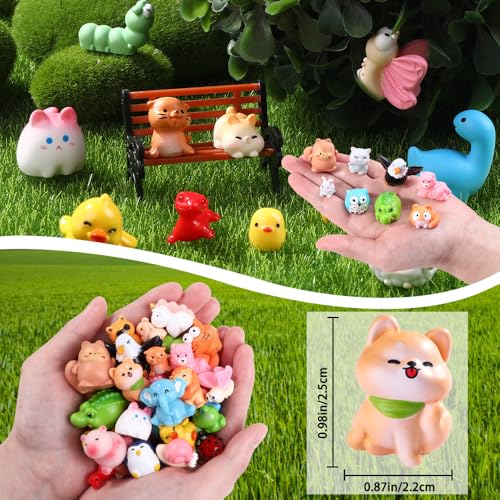 DIYDEC 50-Piece Mini Resin Animal Set – 50 Unique Farm Animal Figurines for Crafts, Dollhouse Decor, Party Favors
