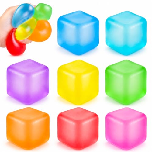 DIYDEC 8-Pack Stress Cubes – Squishy Fidget Toys in 8 Colors for Stress Relief
