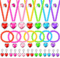 DIZRNOI Princess Jewelry Set for Girls - 28 Pieces with Box, Clip-On Earrings, Elastic Bracelets & Necklaces