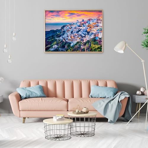 DKijoys 1000-Piece Santorini Oia Sunset Jigsaw Puzzle for Adults