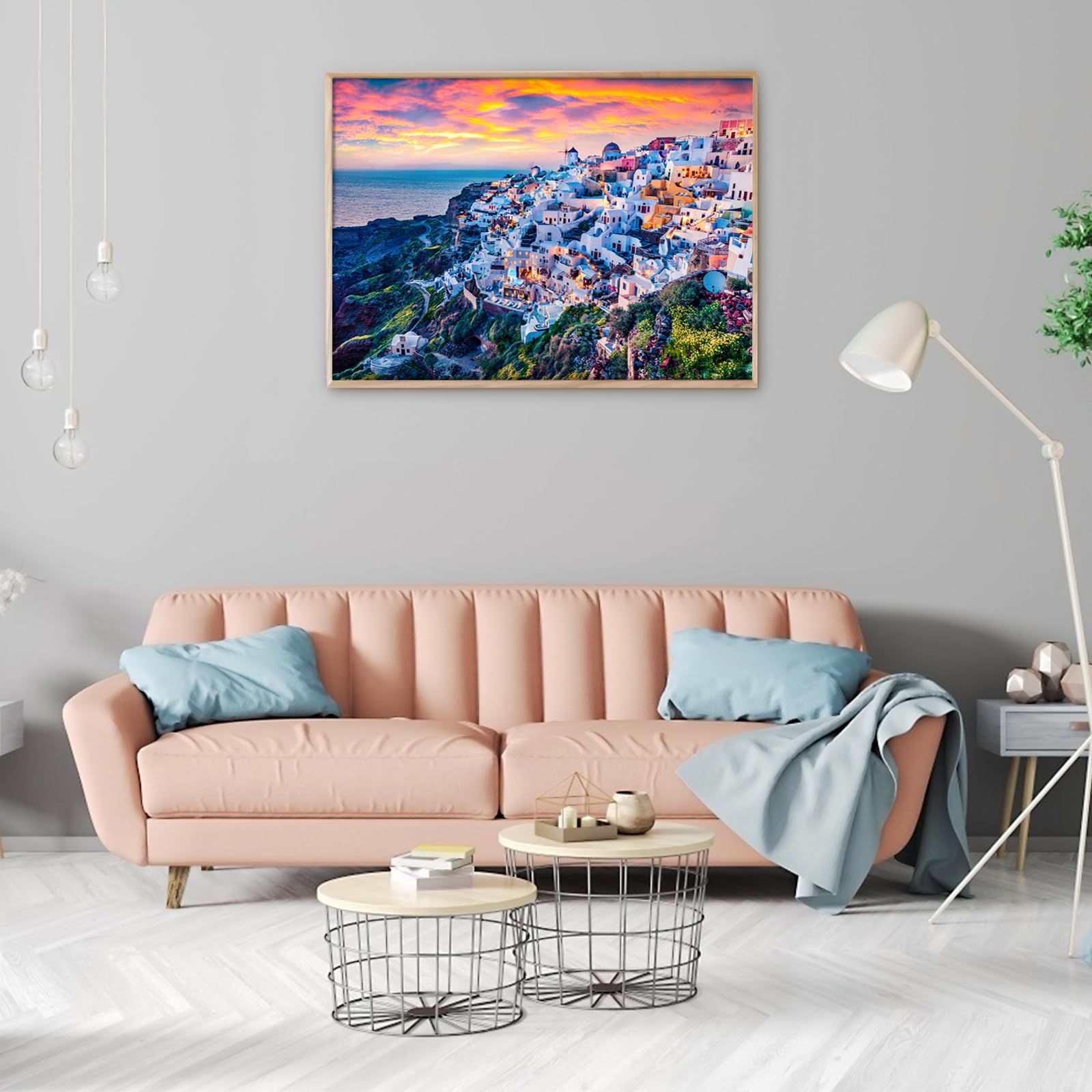 DKijoys 1000-Piece Santorini Oia Sunset Jigsaw Puzzle for Adults