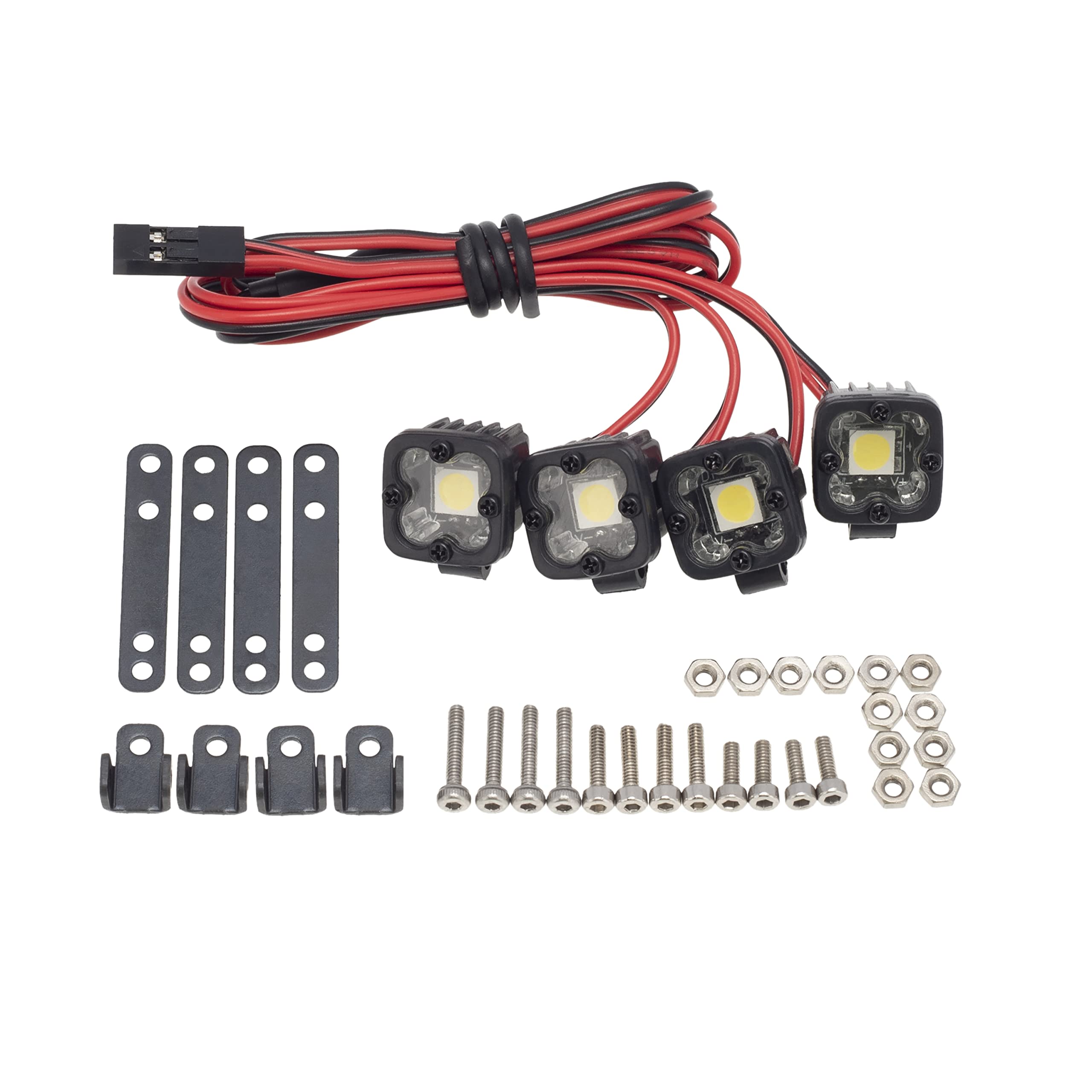 DKKY RC Car LED Spotlights - 4 Pack for 1/10 Scale Crawlers (Axial SCX10, Traxxas TRX4, etc.)