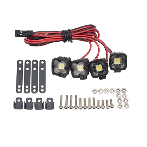 DKKY RC Car LED Spotlights - 4 Pack for 1/10 Scale Crawlers (Axial SCX10, Traxxas TRX4, etc.)