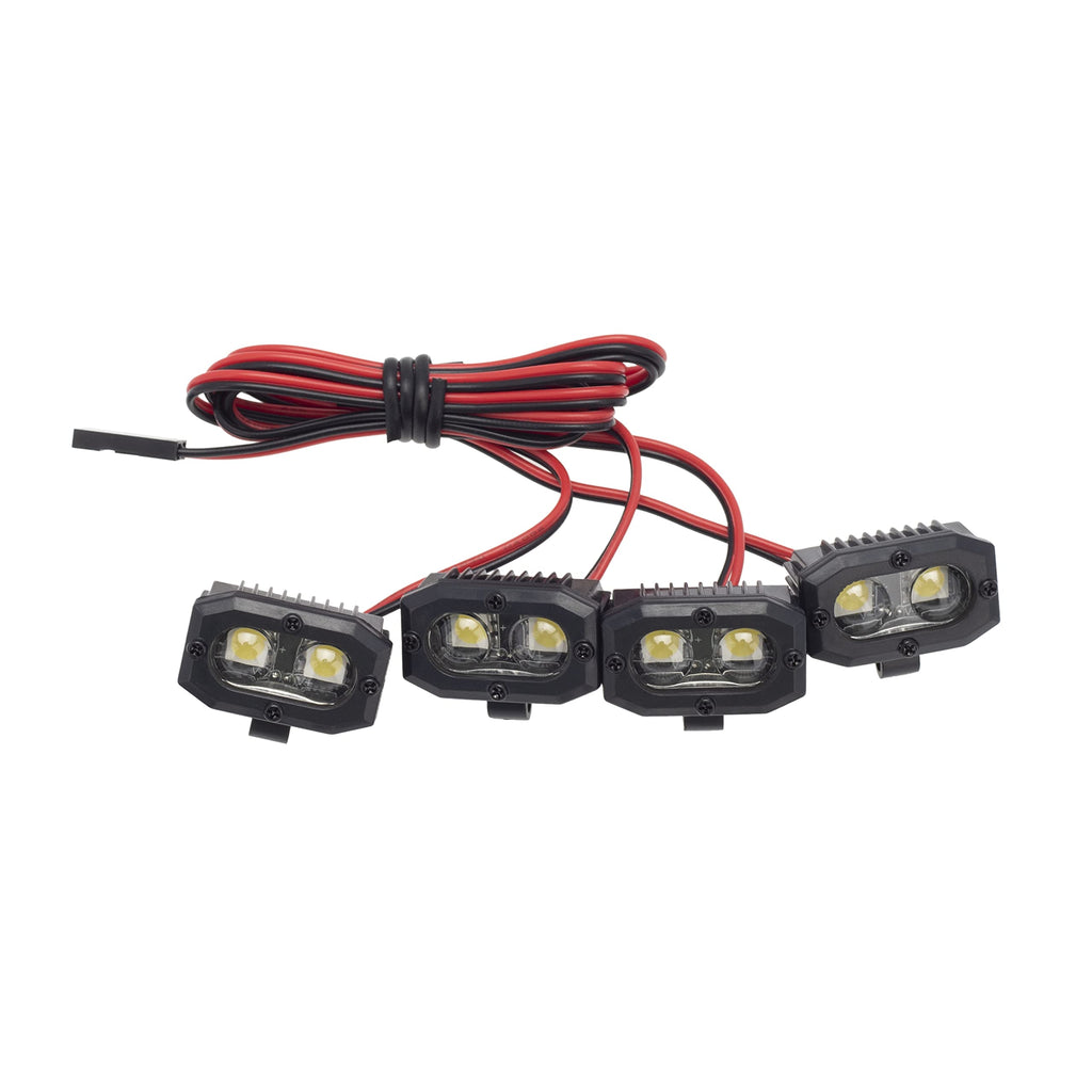 DKKY RC Car LED Spotlights for 1/10 Scale Crawlers – 4 Dual Adjustable Lights (No Controller)