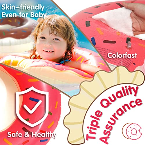DMAR Donut Pool Float for Kids – Set of 2 (Pink & Brown) – Bite-Mark Design, Ages 3-6