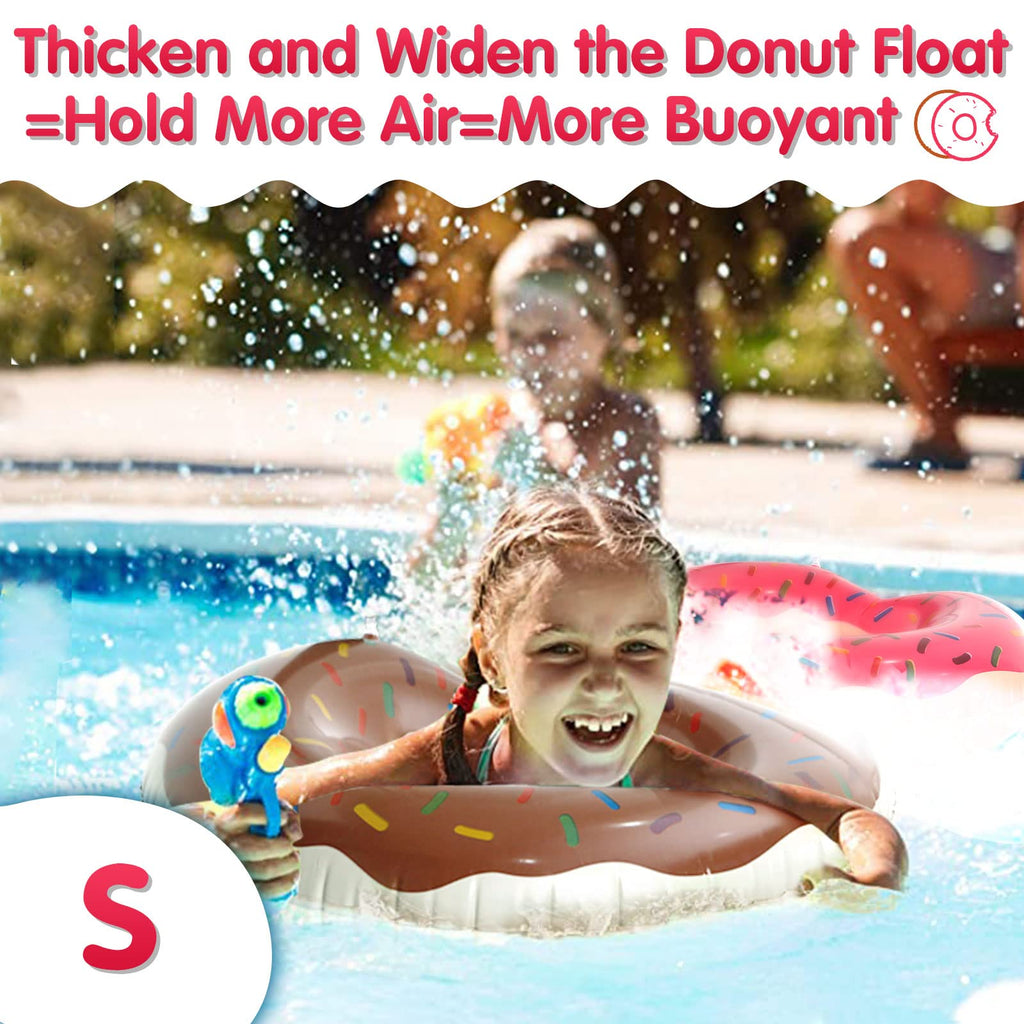 DMAR Donut Pool Float for Kids – Set of 2 (Pink & Brown) – Bite-Mark Design, Ages 3-6