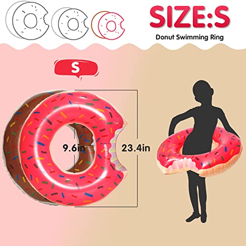 DMAR Donut Pool Float for Kids – Set of 2 (Pink & Brown) – Bite-Mark Design, Ages 3-6