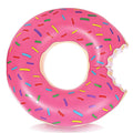 DMAR Donut Pool Float with Bite-Mark Design – 30in Strawberry Pink Inflatable Ring