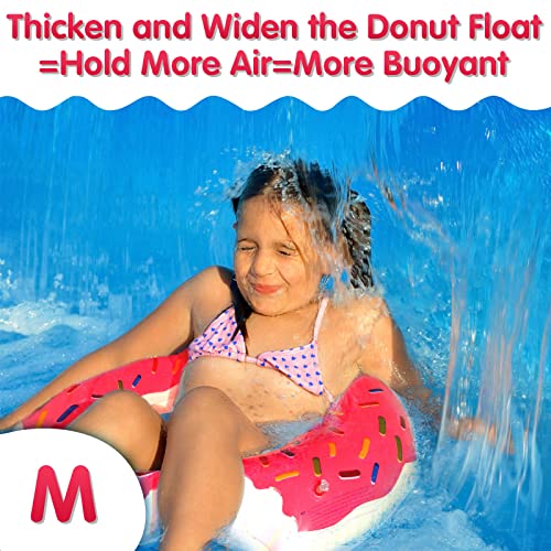 DMAR Donut Pool Float with Bite-Mark Design – 30in Strawberry Pink Inflatable Ring