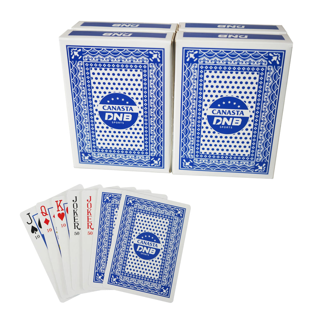 DNB 4 Deck Canasta Cards – Blue Playing Cards with Point Values and Rules