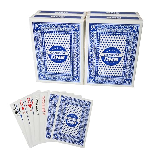 DNB 4 Deck Canasta Cards – Blue Playing Cards with Point Values and Rules