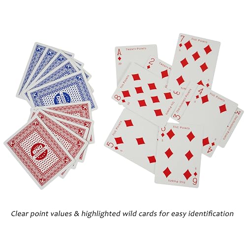 DNB 4-Deck Canasta Cards Set - Blue and Red Decks with Point Values, Canasta & Hand and Foot Rules Included
