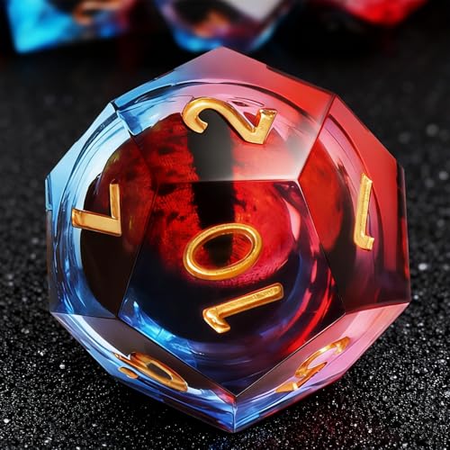 DND Liquid Core Dragon Eye Dice Set – Resin Sharp Edge Polyhedral Dice with Box for RPG Games