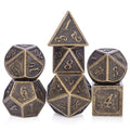 DNDND Ancient Brass 7-Piece Metal Dice Set with Metal Box for D&D and RPGs