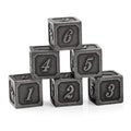 DNDND Ancient Silver Metal D6 Dice Set – 6 Zinc Alloy Dice with Velvet Bag for RPG Games