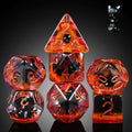 DNDND Black Cat Dice Set - 7 Polyhedral Resin Dice with Velvet Bag for RPGs