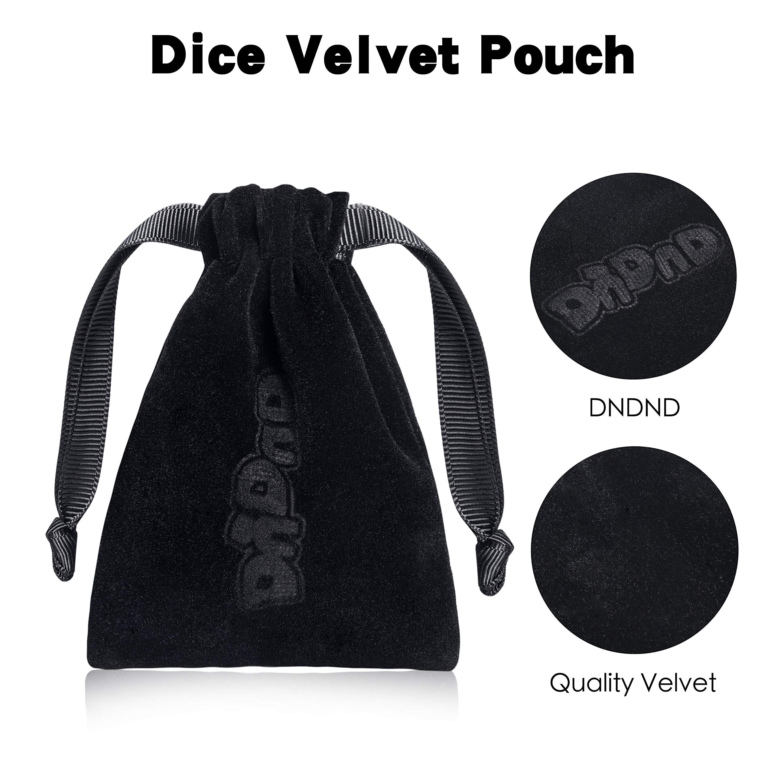 DNDND D6 Metal Dice Set – 6 Zinc Alloy Dice with Gold Numbers & Black Velvet Bag
