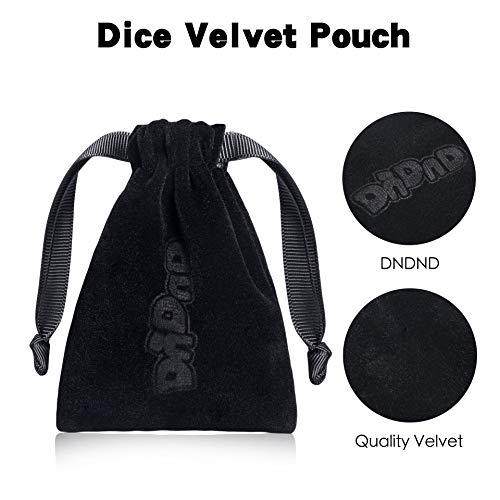 DNDND D6 Metal Dice Set – 6 Zinc Alloy Dice with Gold Numbers & Black Velvet Bag
