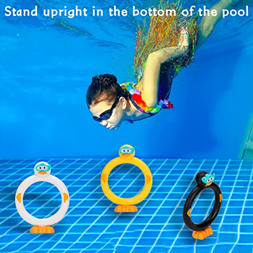 DOADW 3-Pack Diving Pool Toy Duck Rings for Underwater Swimming Practice